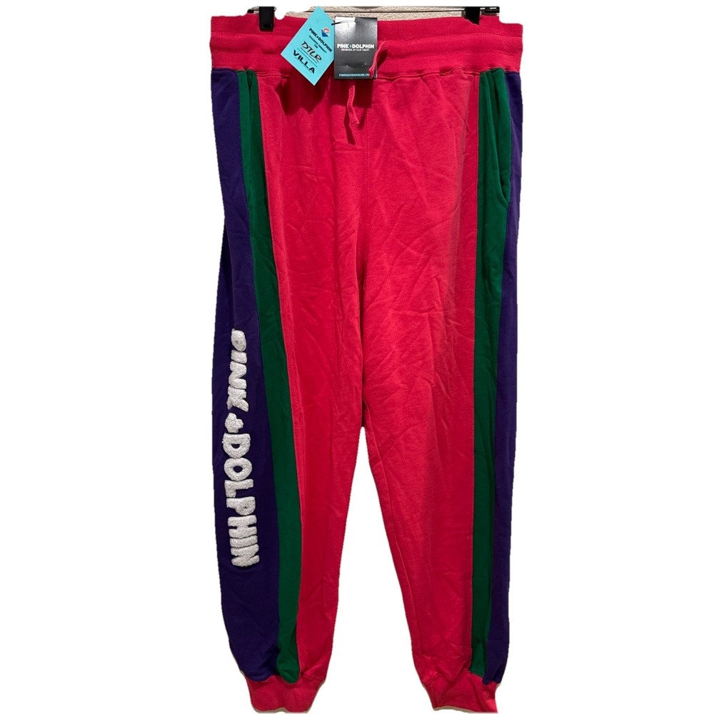 Pink Dolphin Sweatpants Mens Sz  XL Colorful Pull On Joggers Rare Colorblock NEW